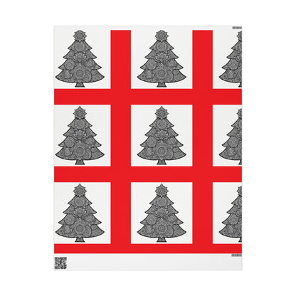 Christmas Tree Wrapping Paper - Red Square Holiday Gift Wrap