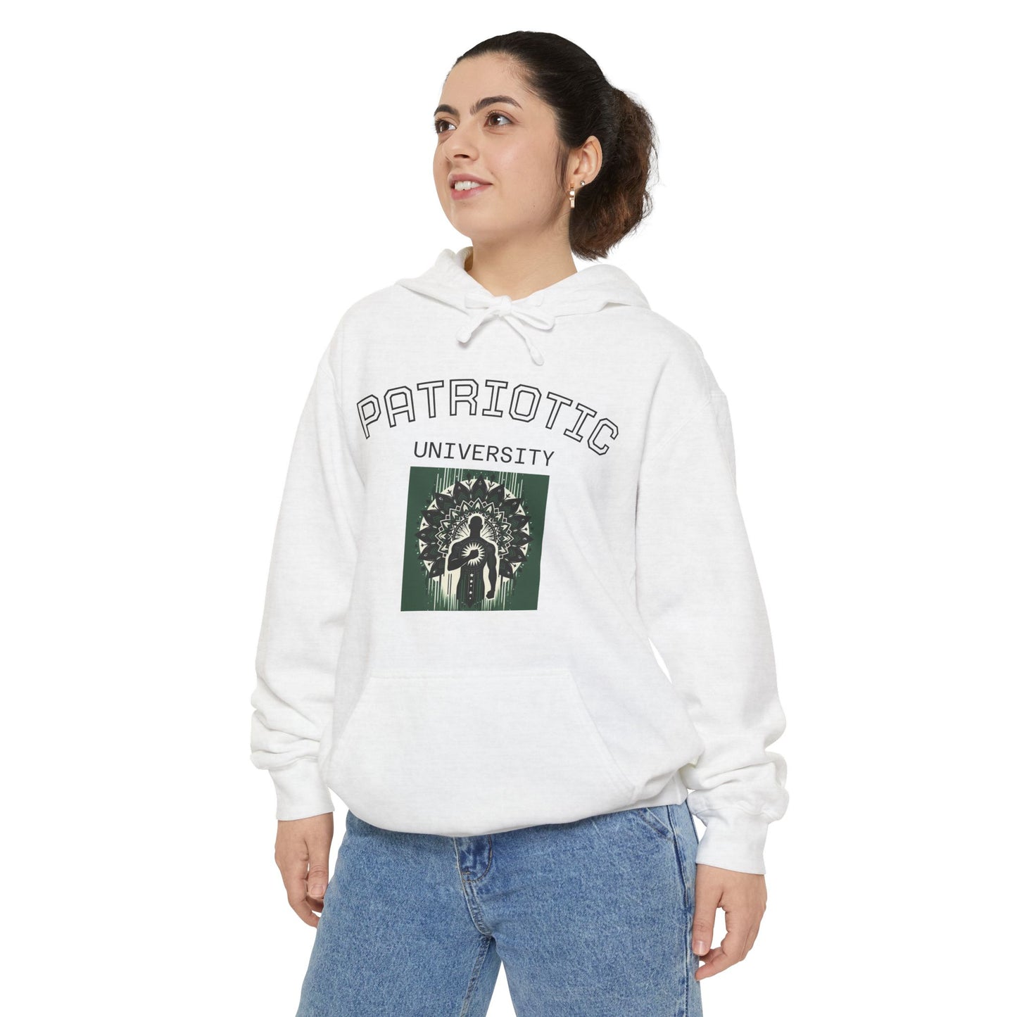 Patriotic Garment-Dyed Hoodie, Casual Sweatshirt, College Spirit Wear, Unisex Apparel, Comfortable Layering, Gift for Students