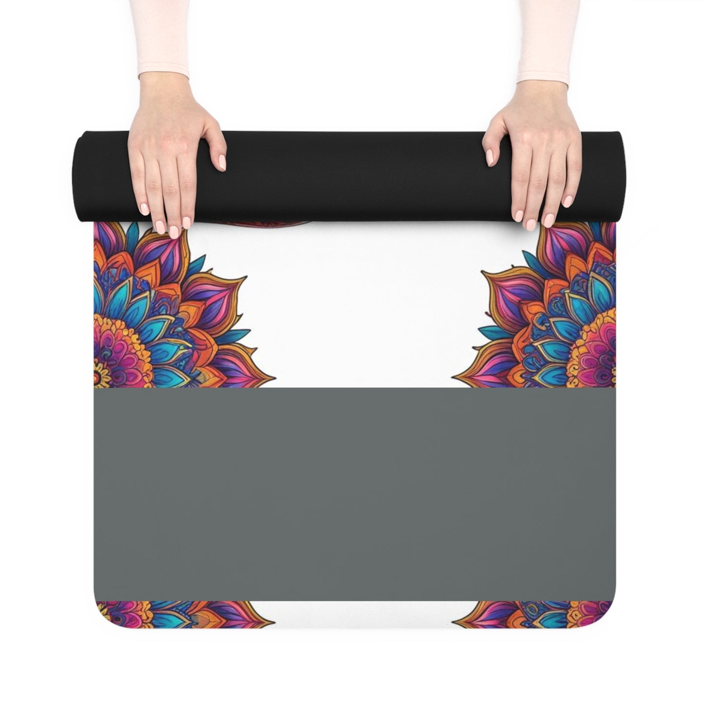 Vibrant Rubber Yoga Mat with Mandala Design, Perfect for Home Workouts, Fitness Gifts, Mindfulness, Yoga Studios, Meditation