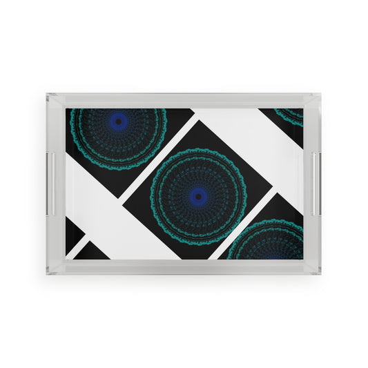 Stylish Acrylic Serving Tray, Modern Home Decor, Elegant Serving Platter, Mandala Design, Perfect for Parties, Gifts