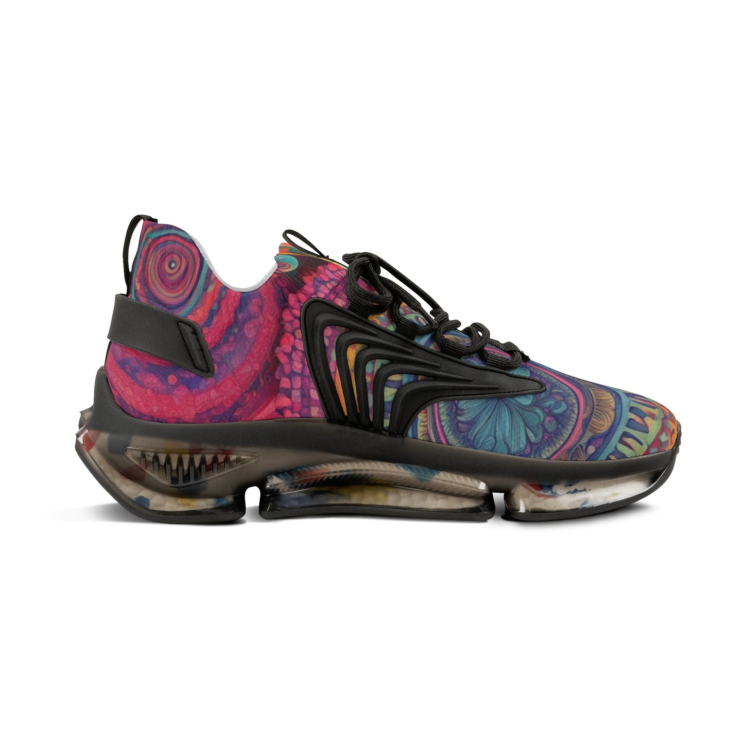 Vibrant Men's Mesh Sneakers with Colorful Mandala Design