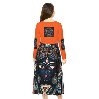 Bohemian Long Sleeve Dance Dress | Vibrant Goddess Dress, Festival Outfit, Art-Inspired Fashion, Perfect for Parties, Occasions