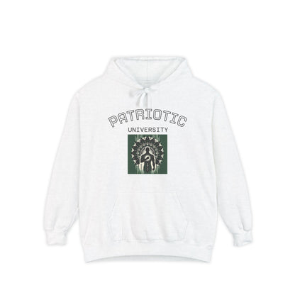 Patriotic Garment-Dyed Hoodie, Casual Sweatshirt, College Spirit Wear, Unisex Apparel, Comfortable Layering, Gift for Students