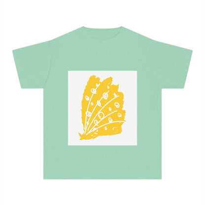 Sunny Leaf Youth Tee, Casual Summer T-Shirt, Nature Inspired Youth Shirt, Gifts for Kids, Eco-Friendly Apparel
