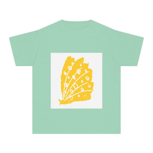 Sunny Leaf Youth Tee, Casual Summer T-Shirt, Nature Inspired Youth Shirt, Gifts for Kids, Eco-Friendly Apparel
