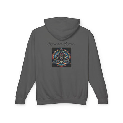Vibrant Artistic Hoodie, Symbolic Figures Design, Lightweight Sweatshirt for Casual Wear, Unique Gift for Art Lovers, Cozy Unisex Clothing