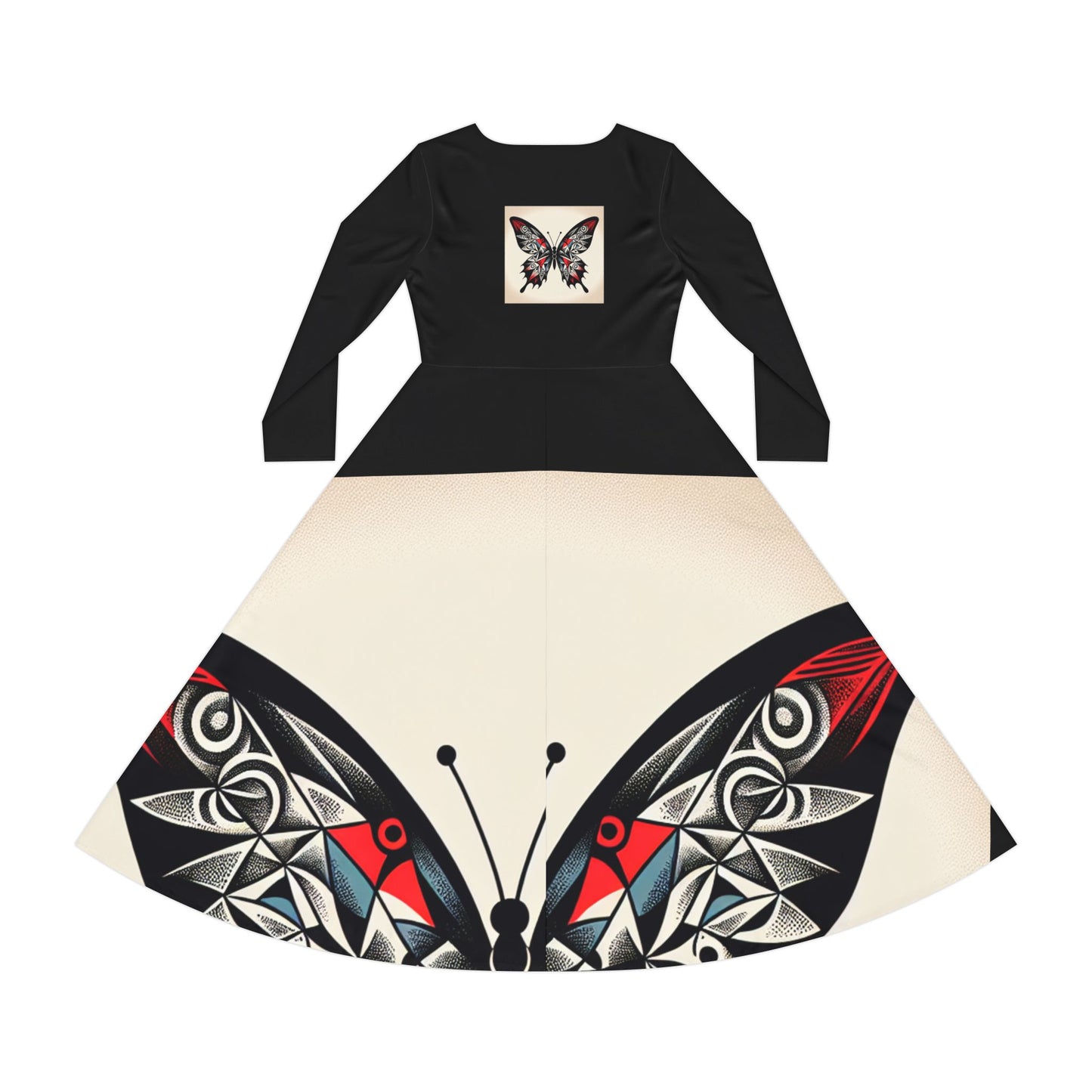 Elegant Women's Long Sleeve Dance Dress with Artistic Butterfly Design, Shabby Chic Dress, Vintage Style Outfit, Perfect for Dancers, [...]