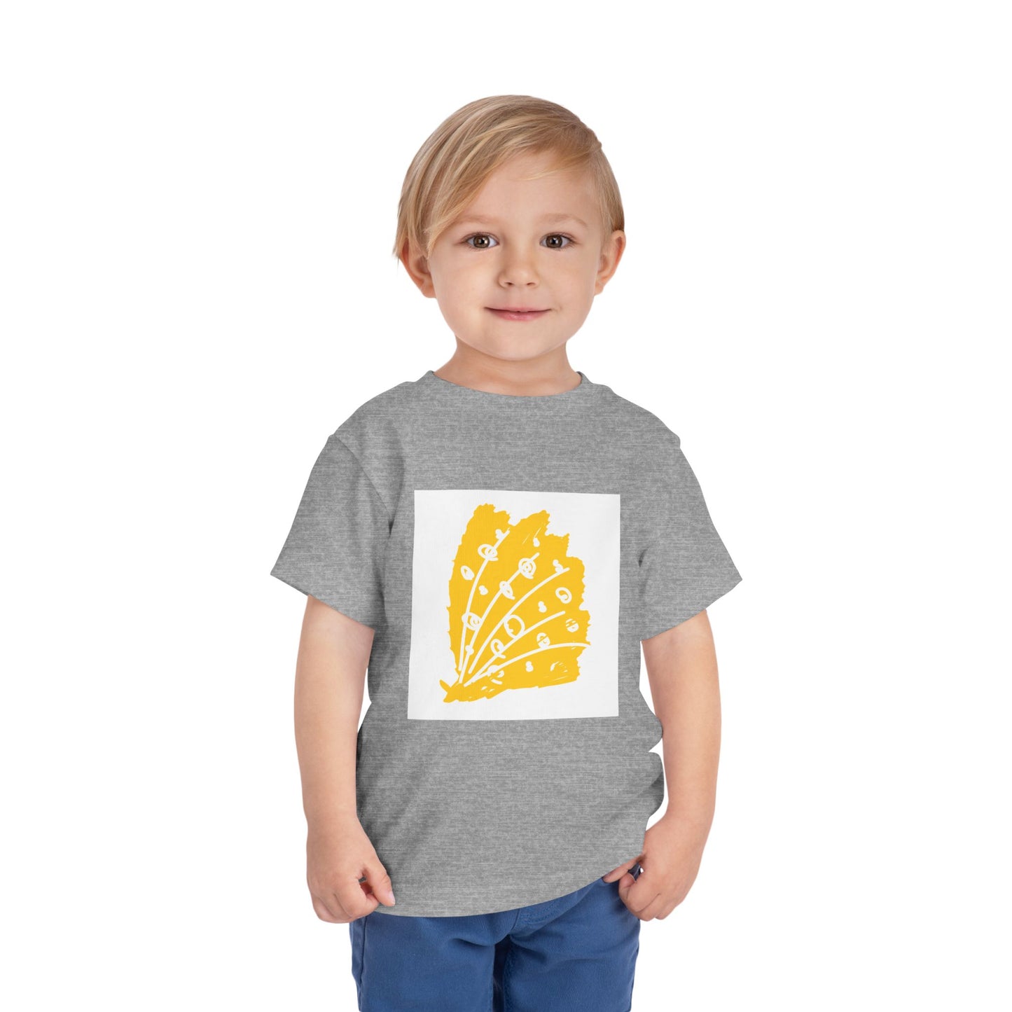 Sunny Leaf Toddler Tee, Cute Kid's Shirt, Summer Outfit, Nature Inspired Tee, Gift for Toddlers, Playtime Clothing, Eco-Friendly Tee