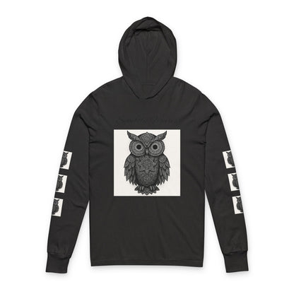 Owl Graphic Unisex Hoodie, Cozy Long Sleeve Tee for Nature Lovers, Unique Gift for Owl Lovers, Ideal for Fall, Halloween, and Everyday Wear
