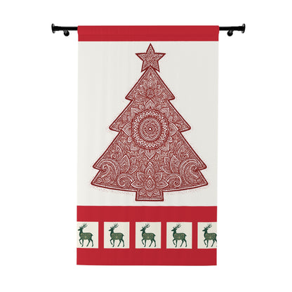 Holiday Curtain Panel — Red Mandala Christmas Tree Window Curtain