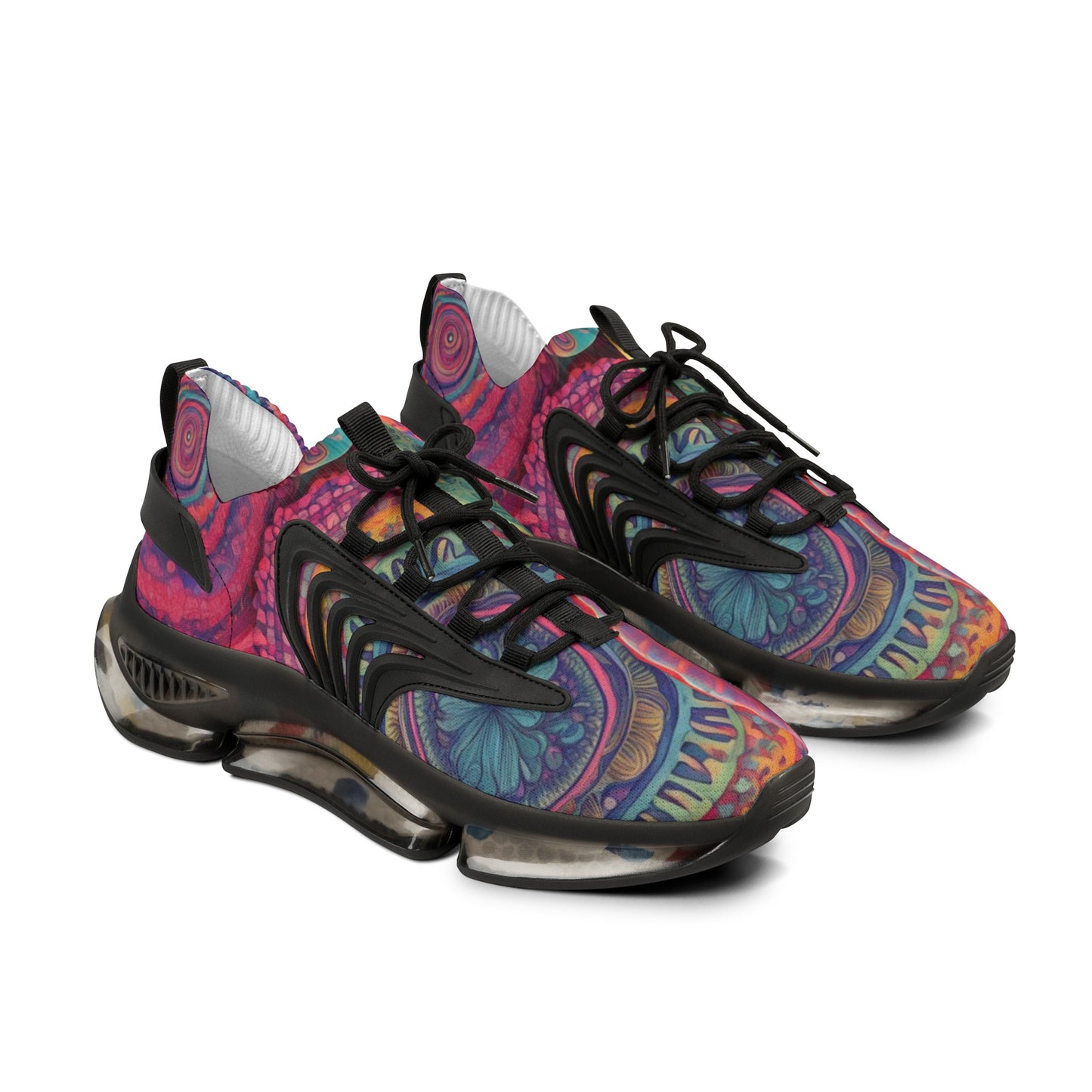 Vibrant Men's Mesh Sneakers with Colorful Mandala Design