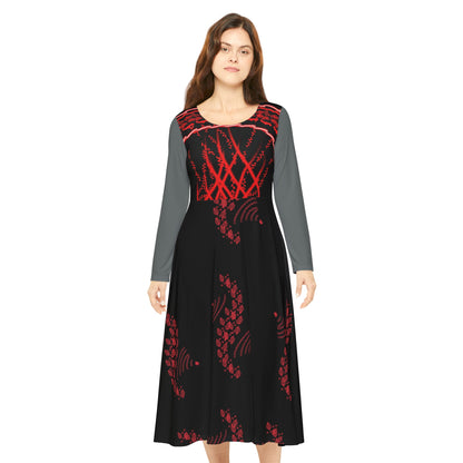 Women's Long Sleeve Dance Dress - Flowing Elegance for Dance Events, Formal Gatherings, Performances, and Celebrations, Artful Fashion
