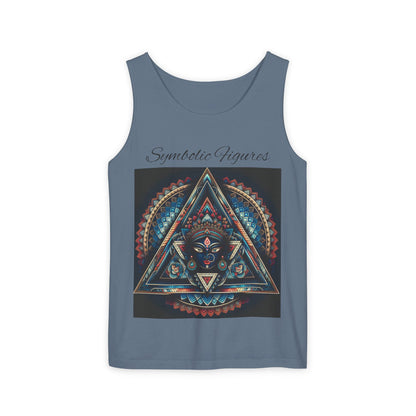 Symbolic Figures Unisex Tank Top - Bohemian Style Shirt, Sun & Moon Graphic Tee, Festival Wear, Meditation Apparel