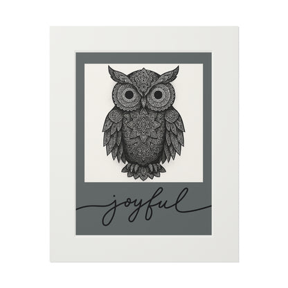 Joyful Owl Fine Art Print — Passepartout Frame