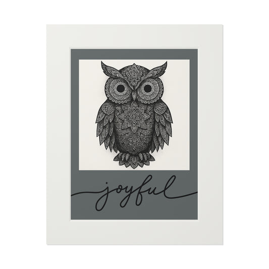 Joyful Owl Fine Art Print — Passepartout Frame