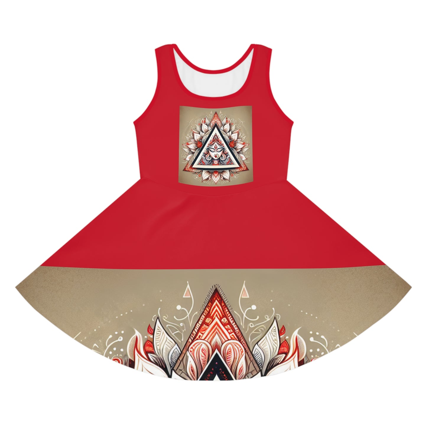 Vibrant Girls' Sleeveless Sundress with Geometric Design, Summer Dress, Party Wear, Floral Dress, Beach Outfit, Kids Fashion