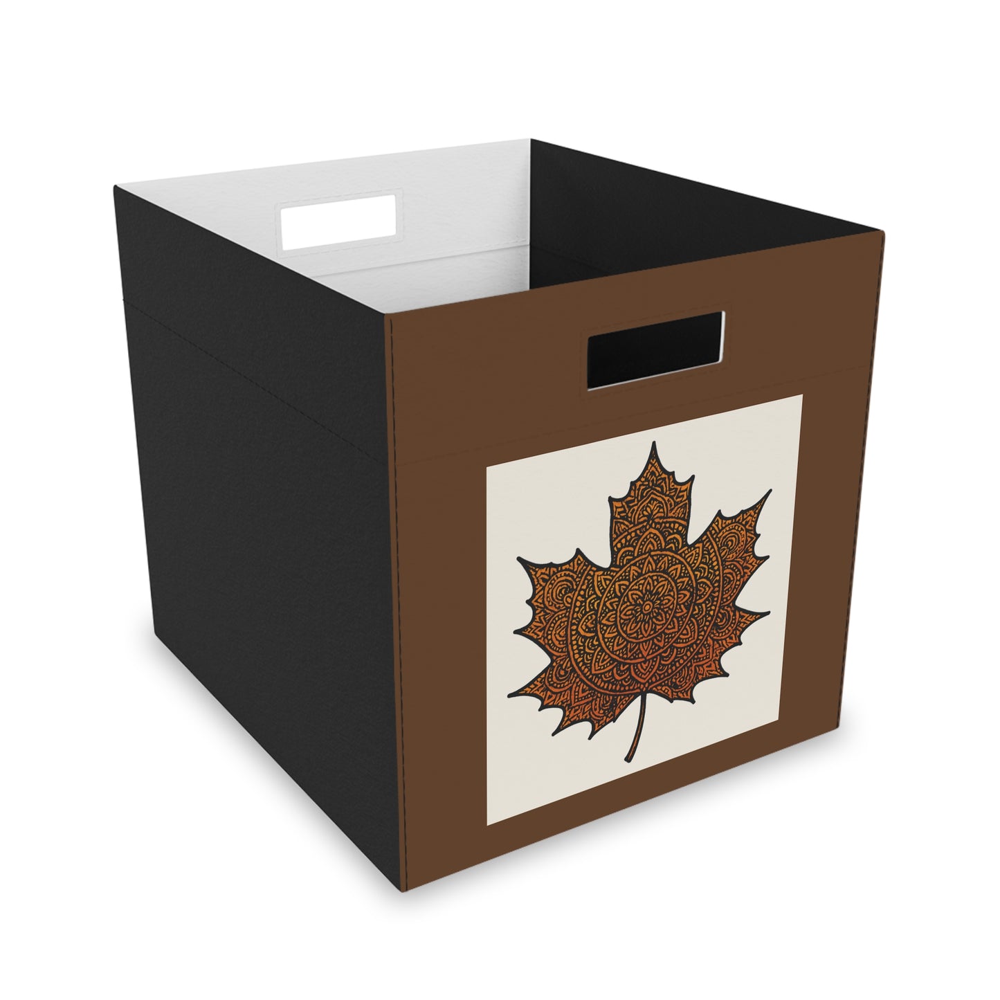Autumn-Themed Felt Storage Box, Decorative Organizer for Home, Fall Decor, Leaves Pattern, Stylish Storage Solution