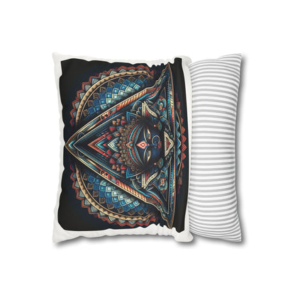 Bohemian Decorative Pillow, Square Faux Suede Cushion, Spiritual Home Décor, Mandala Art Accent Pillow, Unique Gift Idea