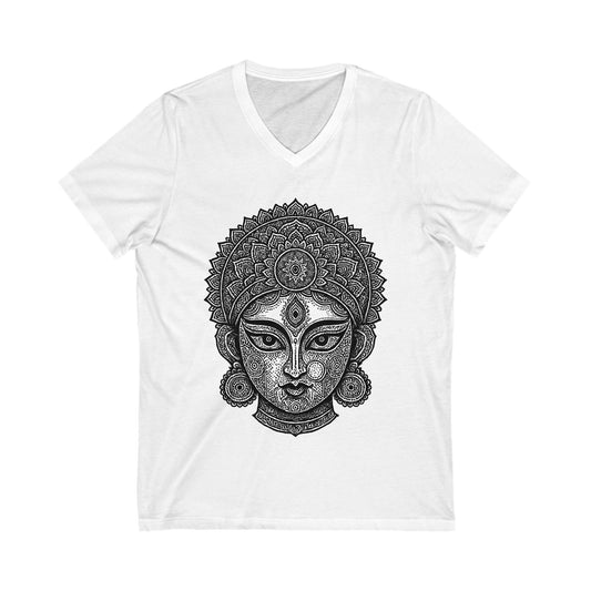 Buddha V-Neck Tee, Spiritual Shirt, Yoga Apparel, Meditation Top, Mindfulness T-Shirt, Boho Style Clothing