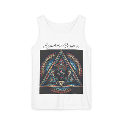 Symbolic Figures Unisex Tank Top - Bohemian Style Shirt, Sun & Moon Graphic Tee, Festival Wear, Meditation Apparel