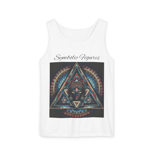 Symbolic Figures Unisex Tank Top - Bohemian Style Shirt, Sun & Moon Graphic Tee, Festival Wear, Meditation Apparel