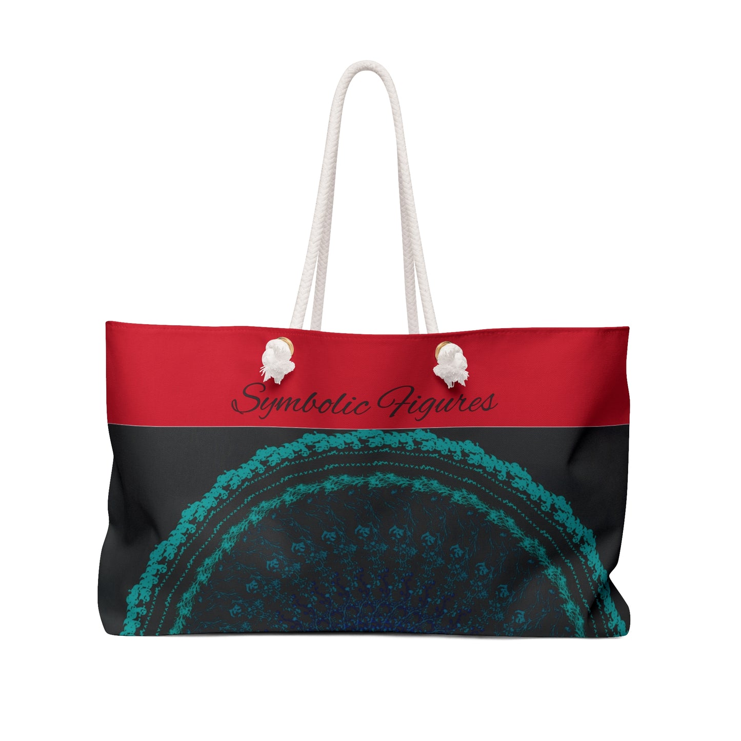 Red Symbolic Figures Weekender Bag | Travel Tote, Gym Bag, Beach Bag, Weekend Getaway, Stylish Carryall