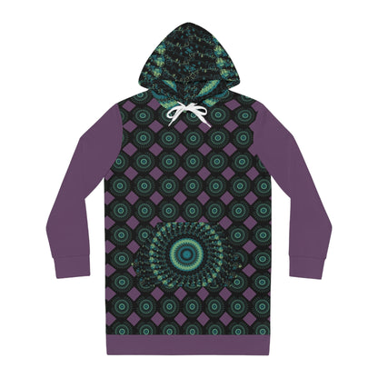 Bohemian Women's Hoodie Dress with Unique Mandala Pattern, Cozy Streetwear, Perfect for Casual Outings, Festivals, and Lounging