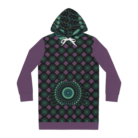 Bohemian Women's Hoodie Dress with Unique Mandala Pattern, Cozy Streetwear, Perfect for Casual Outings, Festivals, and Lounging
