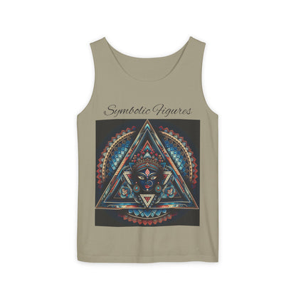 Symbolic Figures Unisex Tank Top - Bohemian Style Shirt, Sun & Moon Graphic Tee, Festival Wear, Meditation Apparel