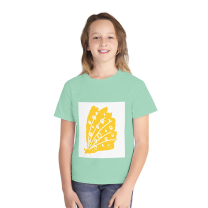 Sunny Leaf Youth Tee, Casual Summer T-Shirt, Nature Inspired Youth Shirt, Gifts for Kids, Eco-Friendly Apparel