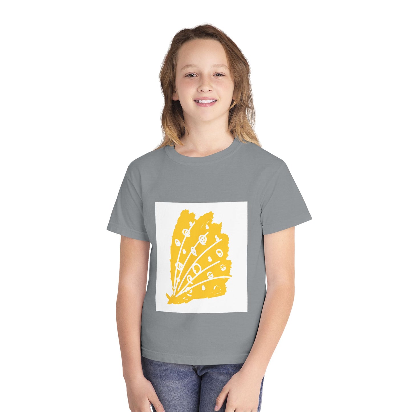 Sunny Leaf Youth Tee, Casual Summer T-Shirt, Nature Inspired Youth Shirt, Gifts for Kids, Eco-Friendly Apparel