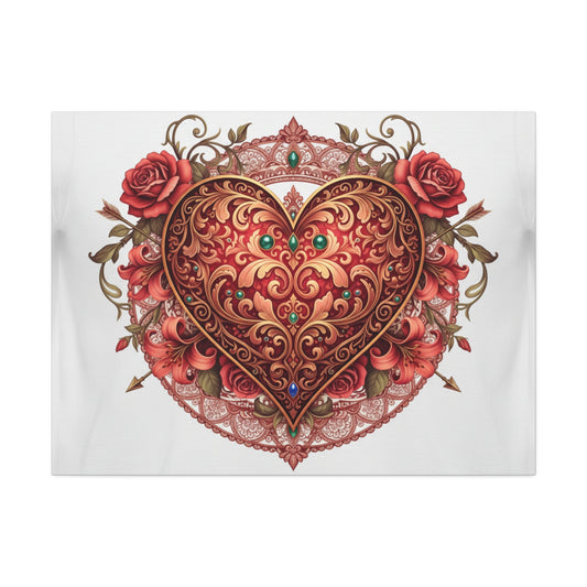 Mandala Heart Canvas Print — Spiritual 'Love' Wall Art, Stretched 1.5"