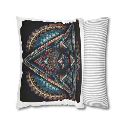 Bohemian Decorative Pillow, Square Faux Suede Cushion, Spiritual Home Décor, Mandala Art Accent Pillow, Unique Gift Idea