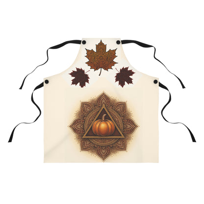 Fall-Themed Apron, Cozy Cooking Apron, Pumpkin Design Apron, Thanksgiving Gift for Chefs, Autumn Kitchen Accessory, AOP Apron