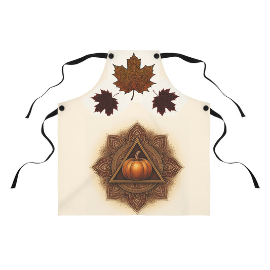 Fall-Themed Apron, Cozy Cooking Apron, Pumpkin Design Apron, Thanksgiving Gift for Chefs, Autumn Kitchen Accessory, AOP Apron