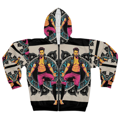 Vibrant Artistic Unisex Zip Hoodie, Colorful Zip Up, Comfortable Wear, Gift for Art Lovers, Casual Streetwear, Unique Fashion Statement