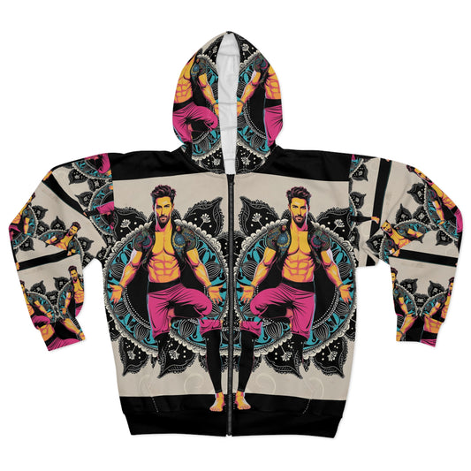 Vibrant Artistic Unisex Zip Hoodie, Colorful Zip Up, Comfortable Wear, Gift for Art Lovers, Casual Streetwear, Unique Fashion Statement
