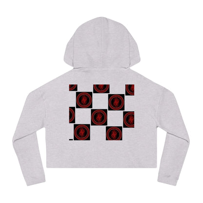 Chic Women's Cropped Hoodie with Abstract Red Design, Stylish Streetwear, Trendy Layering Piece, Perfect Gift for Her, Cozy Casual Wear