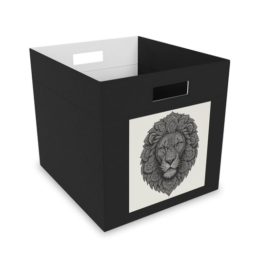 Mandala Lion Design Felt Storage Box, Stylish Organizing Basket for Home Decor, Gift for Animal Lovers, Nursery Storage, Modern Decor