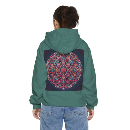 Garment-Dyed Mandala Hoodie - Cozy Floral Art Sweatshirt