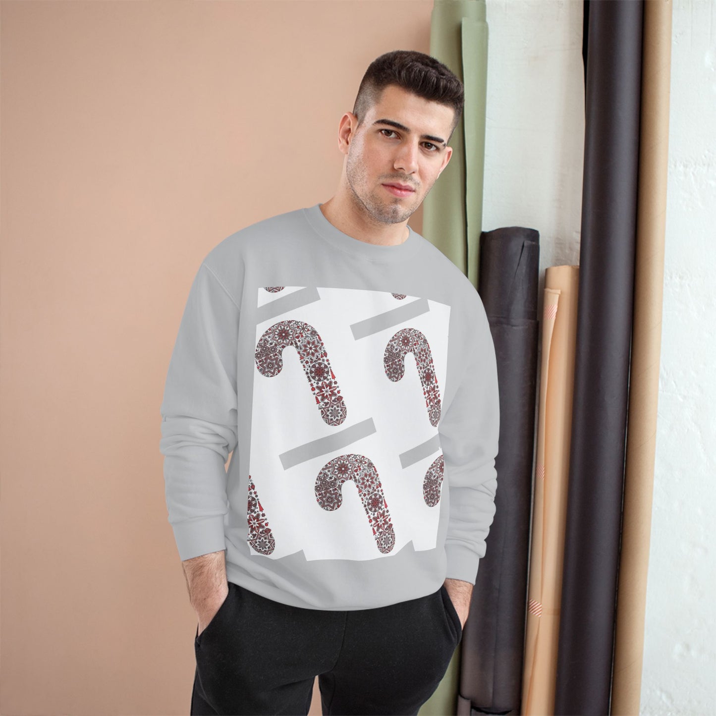 Candy Cane Champion Sweatshirt | Cozy Holiday Apparel, Christmas Sweater, Gift for Her, Winter Fashion, Festive Outfit