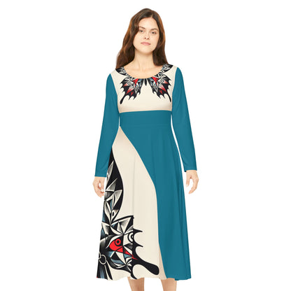 Elegant Women's Long Sleeve Dance Dress with Artistic Butterfly Design, Shabby Chic Dress, Vintage Style Outfit, Perfect for Dancers, [...]