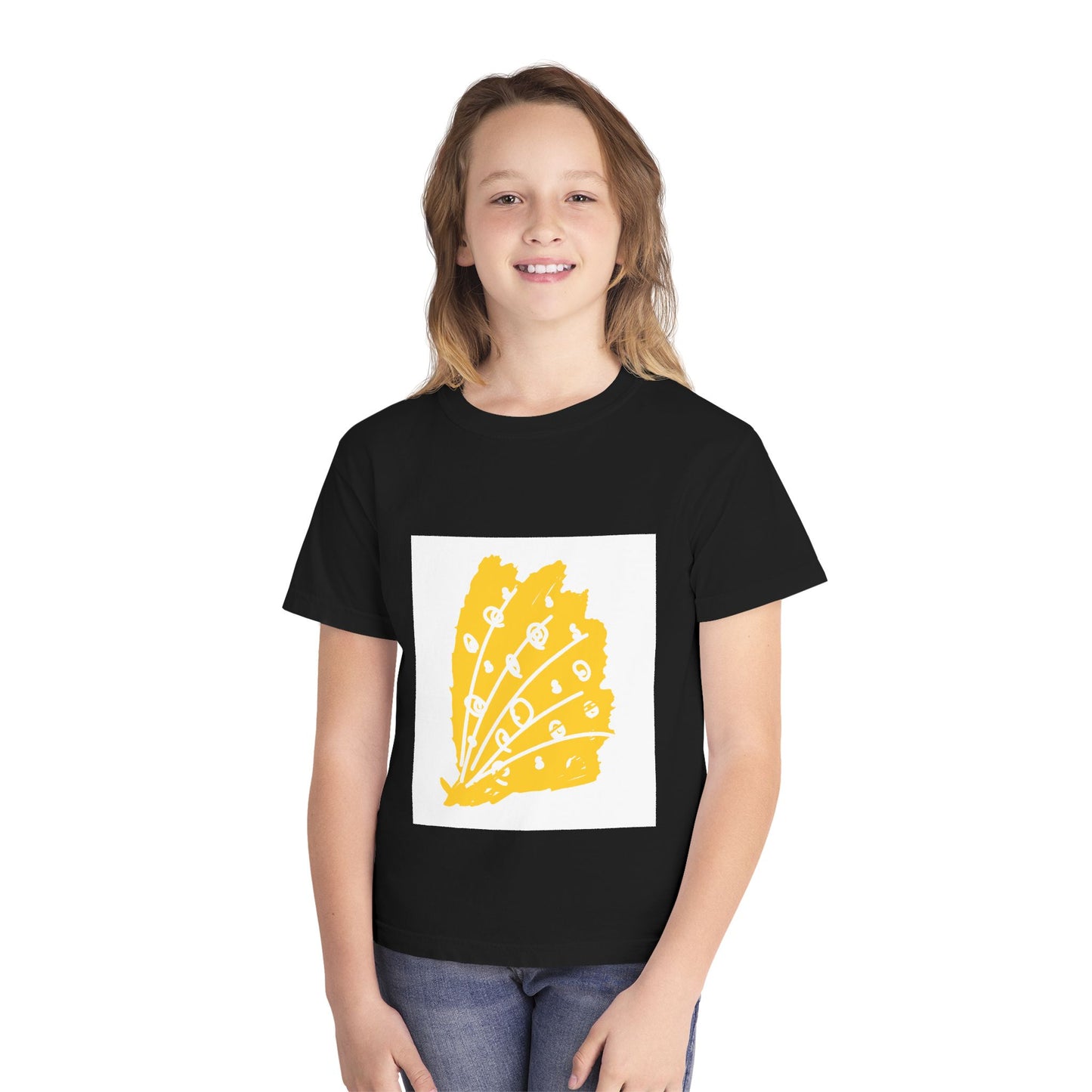 Sunny Leaf Youth Tee, Casual Summer T-Shirt, Nature Inspired Youth Shirt, Gifts for Kids, Eco-Friendly Apparel