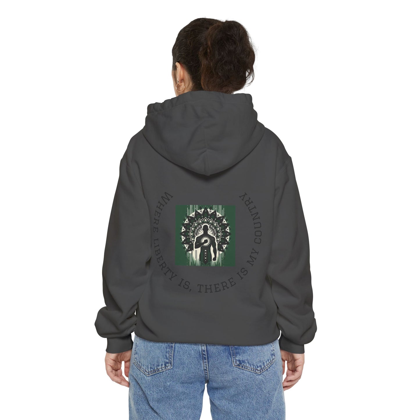 Patriotic Garment-Dyed Hoodie, Casual Sweatshirt, College Spirit Wear, Unisex Apparel, Comfortable Layering, Gift for Students