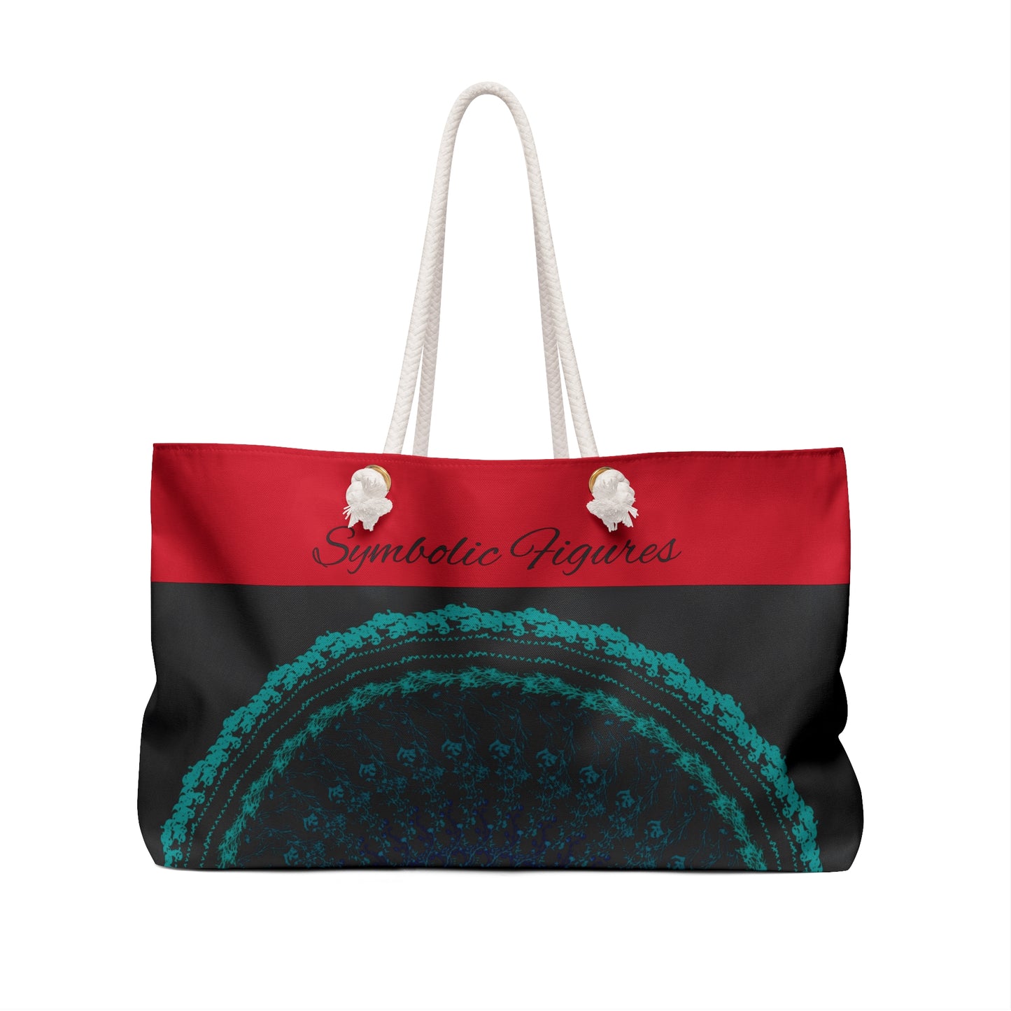 Red Symbolic Figures Weekender Bag | Travel Tote, Gym Bag, Beach Bag, Weekend Getaway, Stylish Carryall