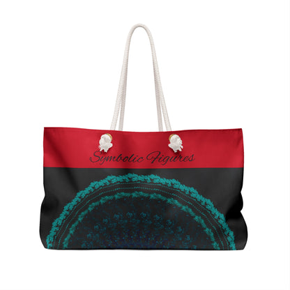 Red Symbolic Figures Weekender Bag | Travel Tote, Gym Bag, Beach Bag, Weekend Getaway, Stylish Carryall