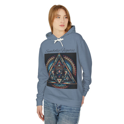 Vibrant Artistic Hoodie, Symbolic Figures Design, Lightweight Sweatshirt for Casual Wear, Unique Gift for Art Lovers, Cozy Unisex Clothing