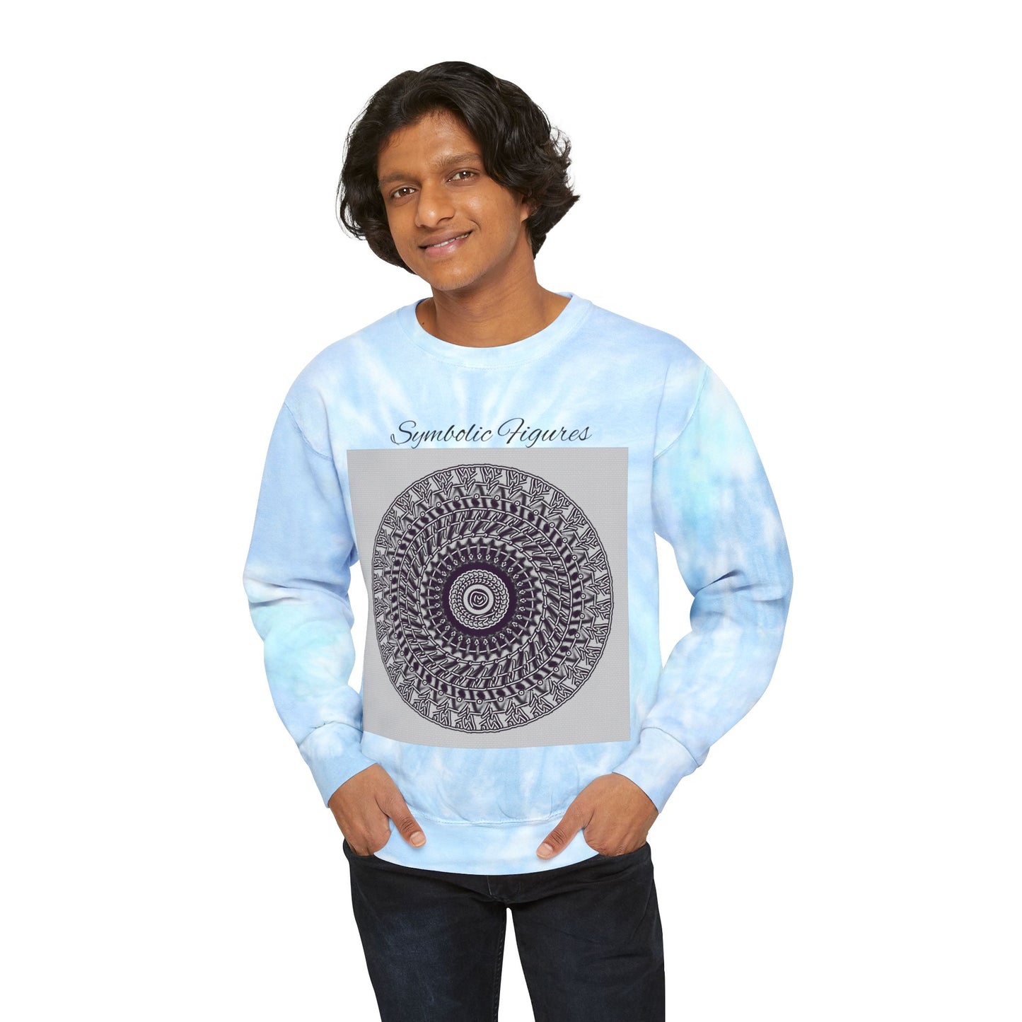 Trendy Tie-Dye Sweatshirt with Geometric Design, Cozy Unisex Outerwear, Perfect for Casual Wear, Gift for Friends, Stylish Layering