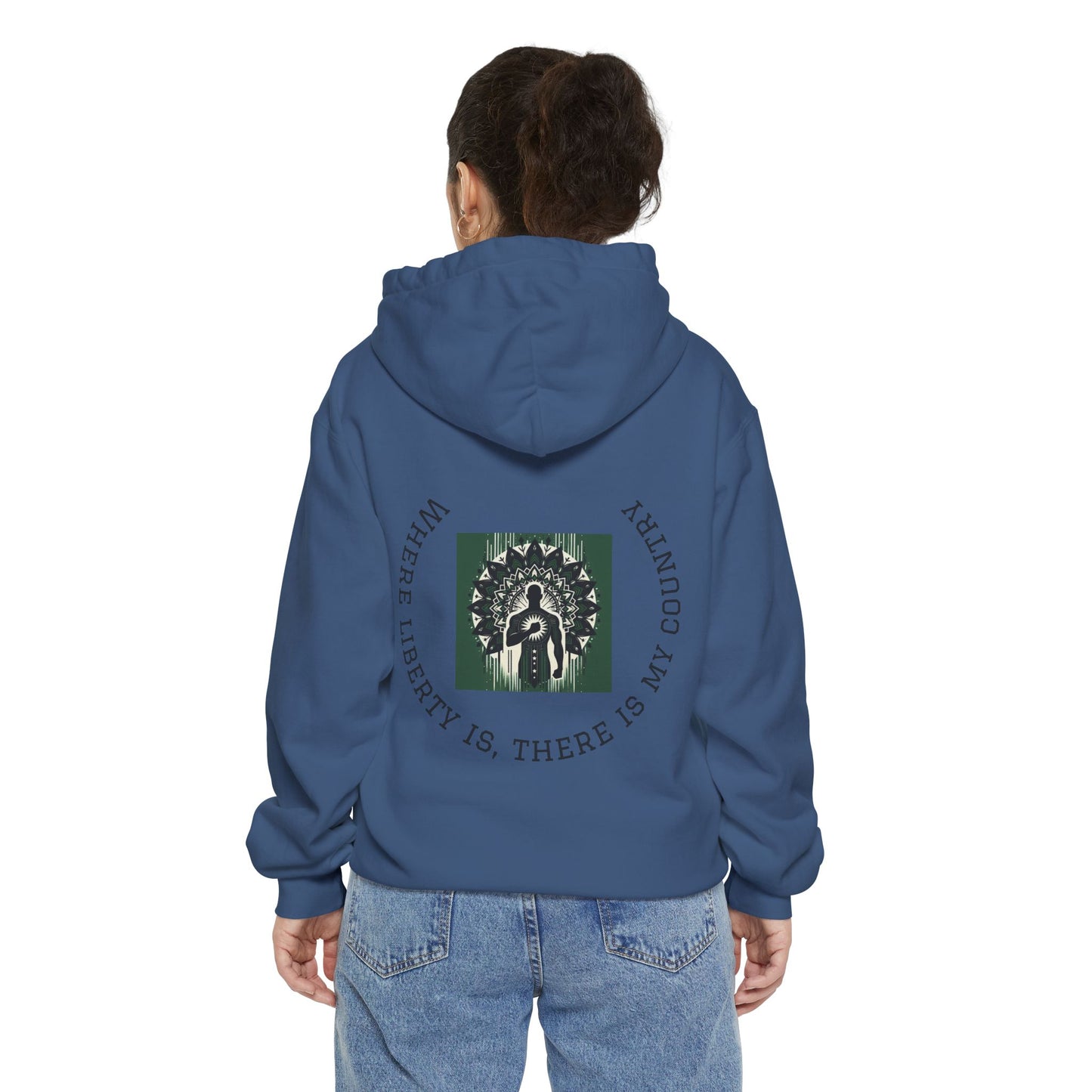 Patriotic Garment-Dyed Hoodie, Casual Sweatshirt, College Spirit Wear, Unisex Apparel, Comfortable Layering, Gift for Students