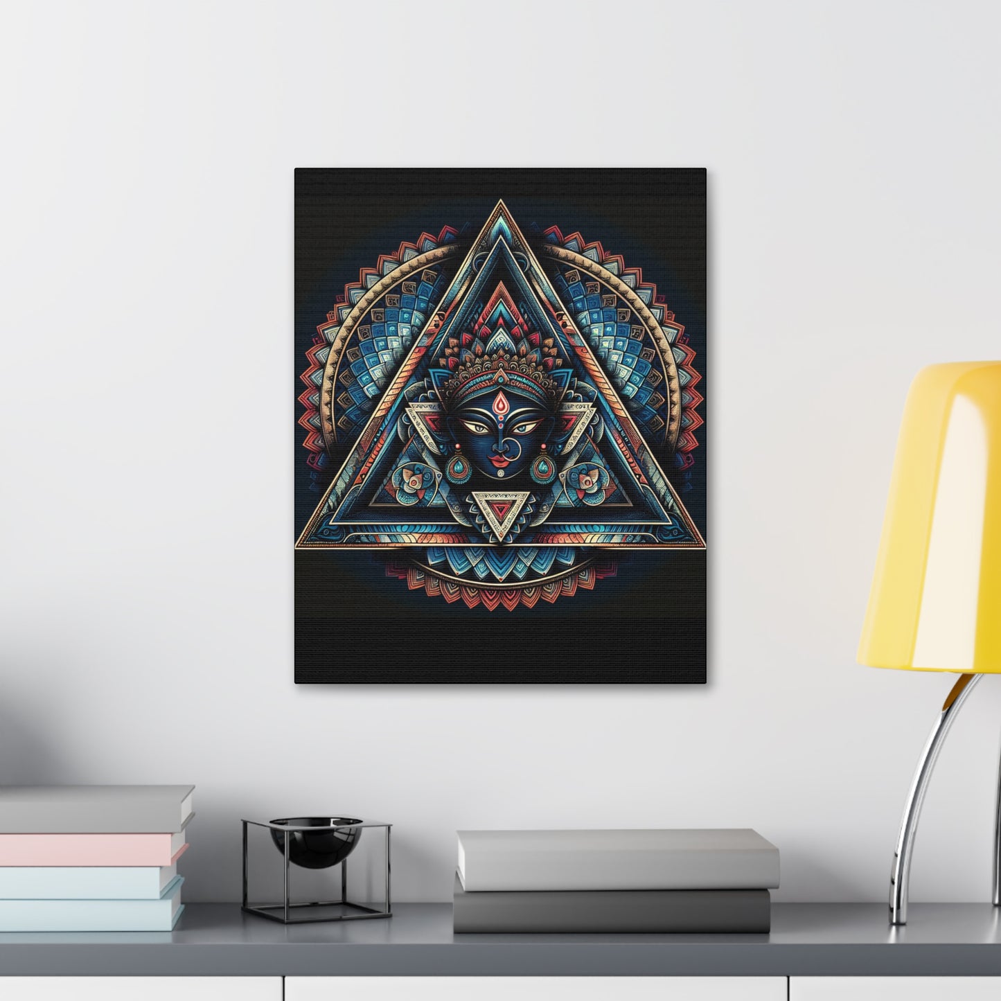 Kali Mandala Triangle Canvas Art — Stretched 1.5" Spiritual Wall Decor